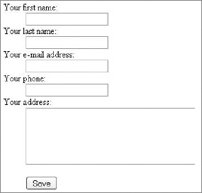 Web form created for the first application in Chapter 4