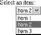 Form element rendered using the Select option