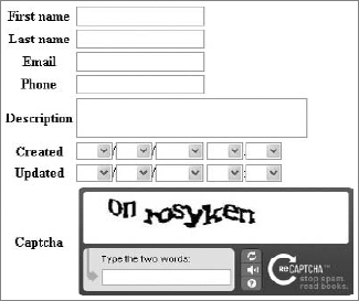 Form with the reCaptcha form element