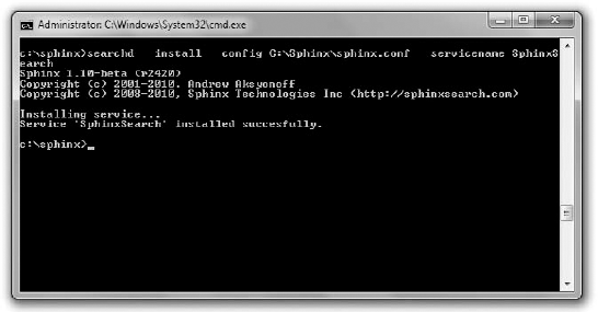 Installing Sphinx as a Windows Service