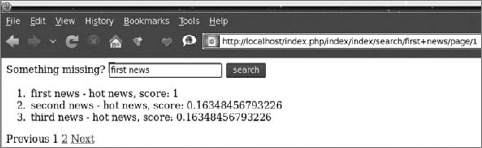 The Zend_Search_Lucene application with match scores