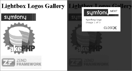 Example of an image gallery using sfJQueryLightBoxPlugin