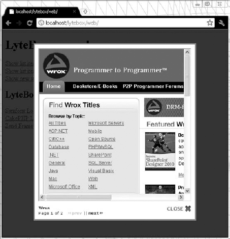 Gallery style, HTML content viewer using Lytebox