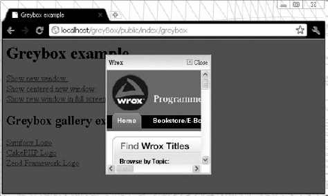 A new window opened using GreyBox