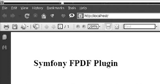 Symfony PDF plug-in output