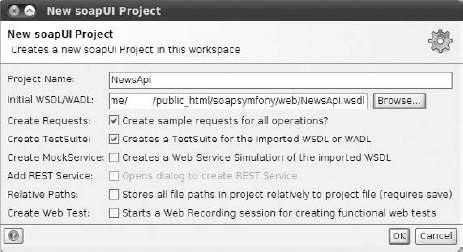 Wizard for adding new project in soapUI