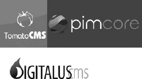 TomatoCMS, Pimcore, and Digitalus CMS logos
