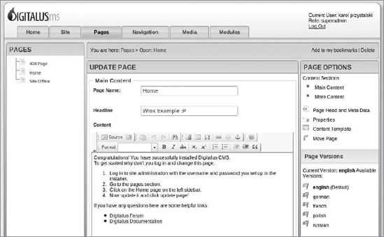Digitalus CMS back end