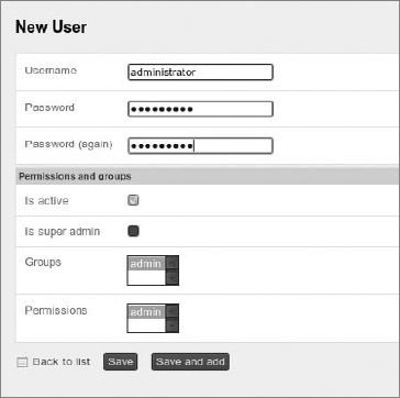 Symfony sfGuardUser admin page.