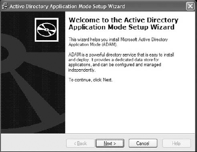 ADAM configuration welcome page.