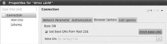 Apache Directory Studio browser options.