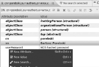 Apache Directory Studio's entry context menu.