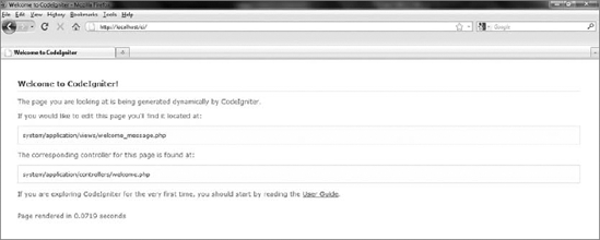 CodeIgniter's welcome page