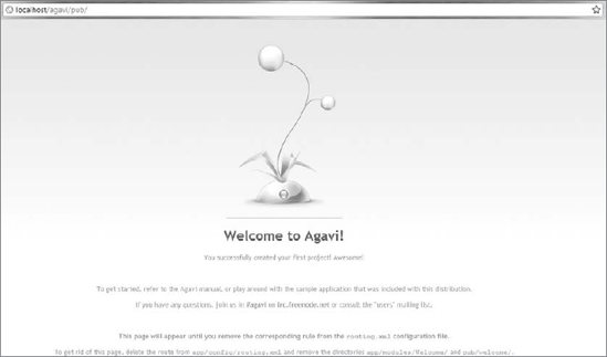 Agavi welcome page
