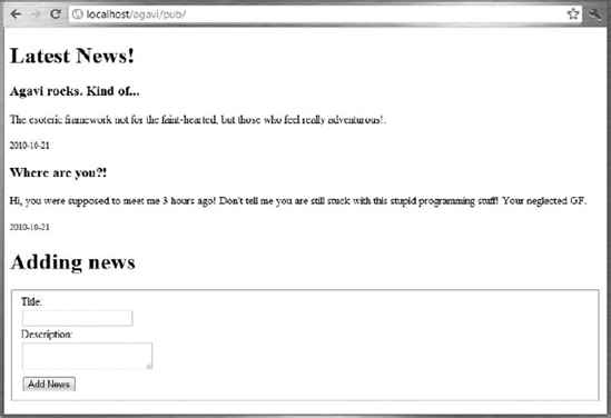 News application made using Agavi