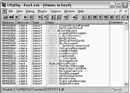 Imports and exports for Key4 (from OllyDbg).