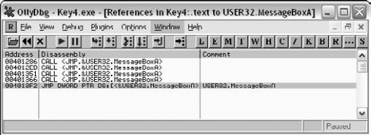 References to MessageBoxA.