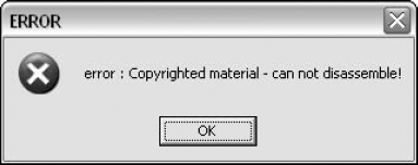 The ILDasm error message displayed when trying to open an obfuscated assembly.