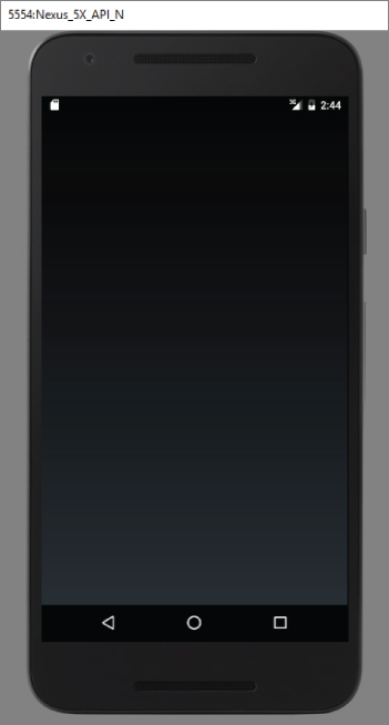 A screenshot of 5554-Nexus_5X_API_N  screen with a dark screen.