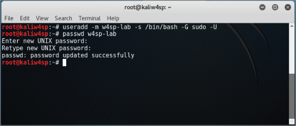 New user w4sp-lab screen.