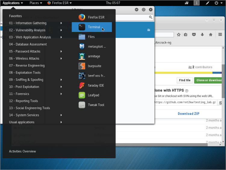 Opening Terminal screen.