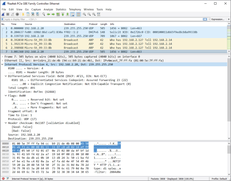 Snapshot showing New traffic window.