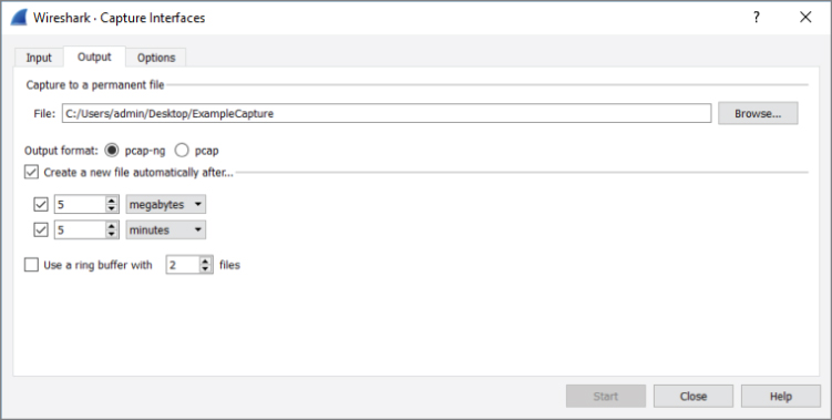 Screenshot of Multiple file settings window.