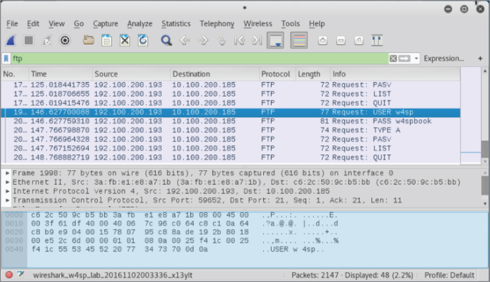 FTP credentials to attacker screen.