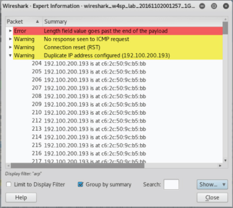 Expert information screen.