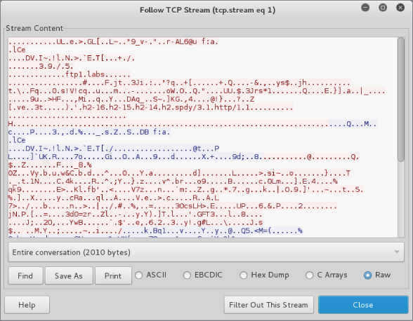 Follow TCP stream on SSL/TLS traffic window.