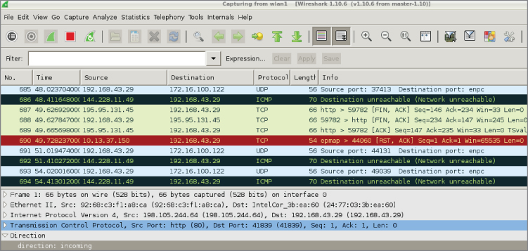 Running direction script screen.