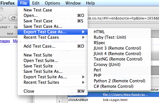 Exporting Selenium test cases to various formats
