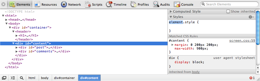 Safari’s Web Inspector lets you inspect the DOM