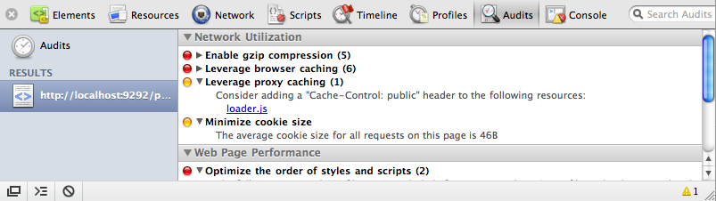 Auditing web page performance with Web Inspector