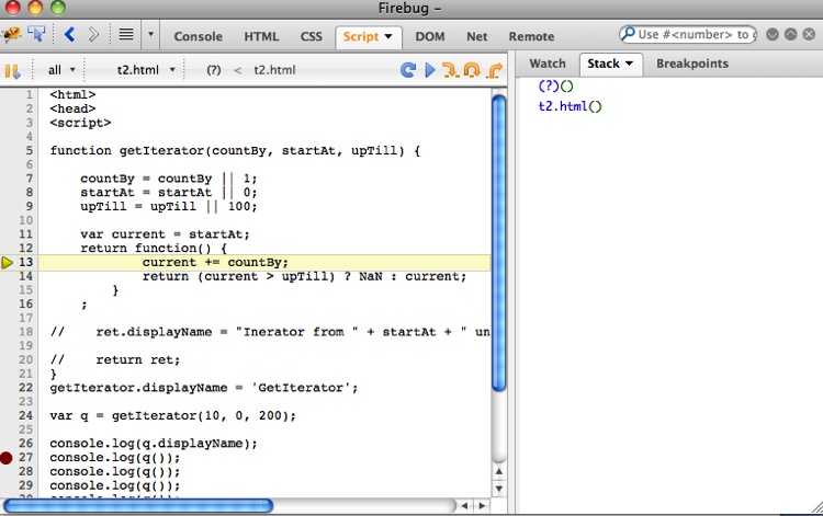 Anonymous functions in Firebug