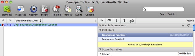 sourceURL set in Chrome Developer Tools