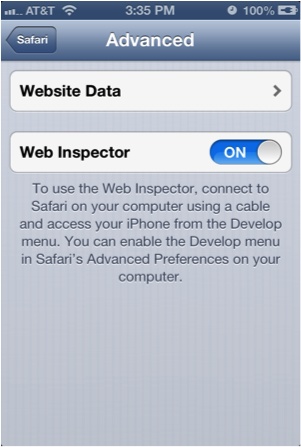Enabling the remote Web Inspector in iOS 6