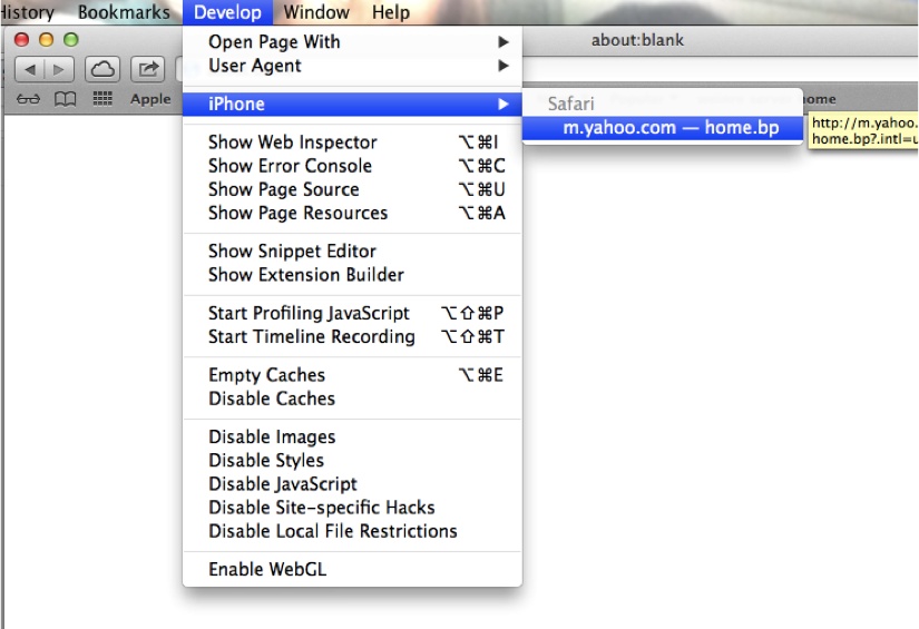 Debugging a website on an iPhone from desktop Safari