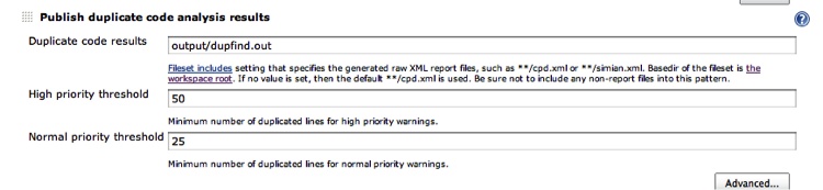 Publishing duplicate code analysis in Jenkins