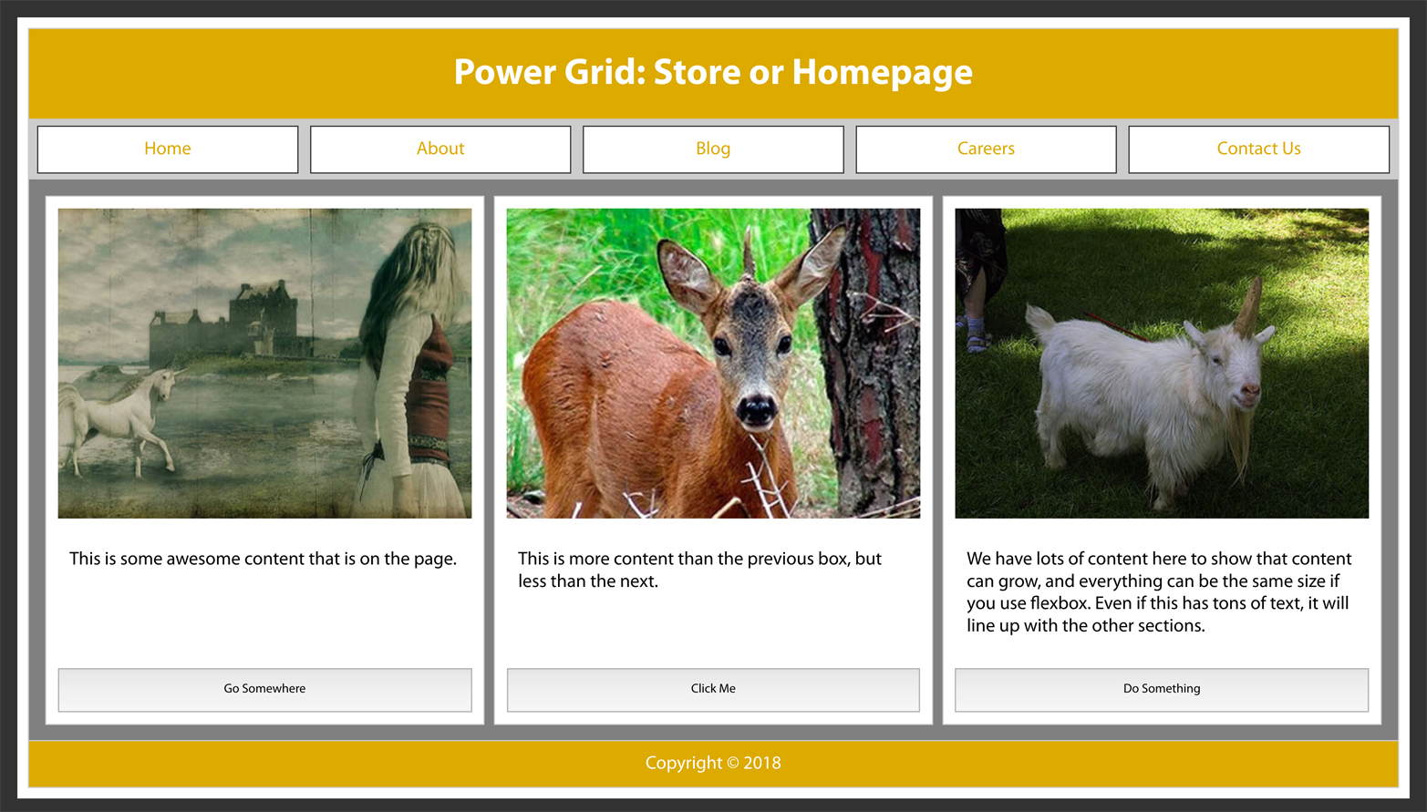 Power grid layout with flexbox, with buttons aligned on the bottom