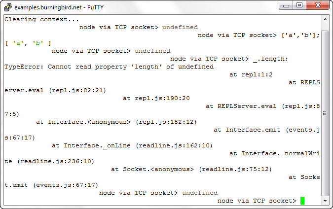 PuTTY and REPL via TCP don’t exactly like each other