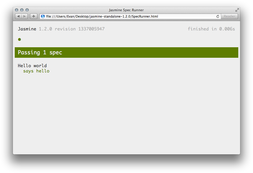 Hello world specs
