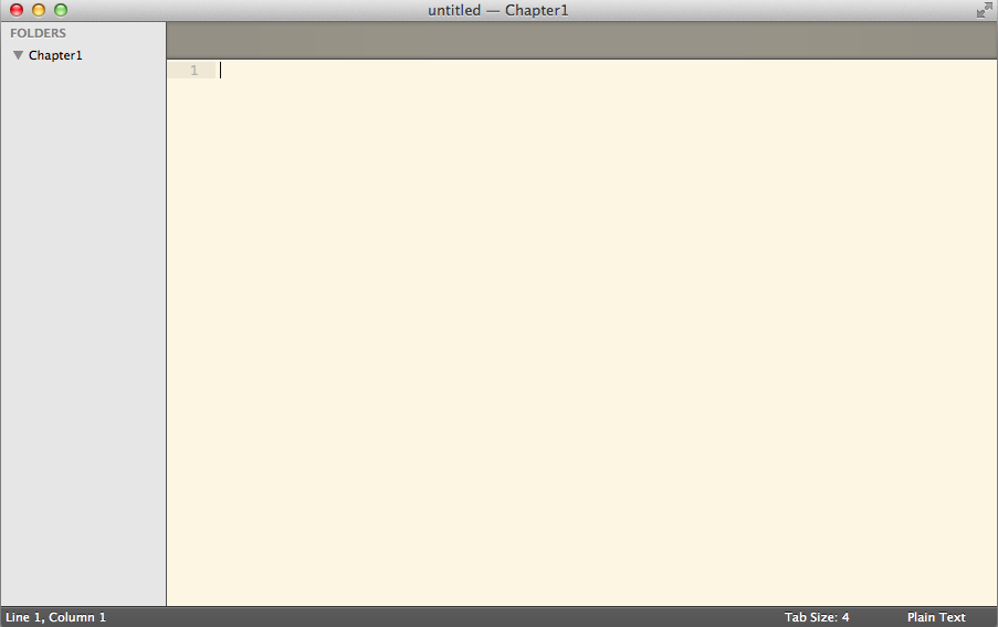 Sublime with the ‘Chapter1’ directory opened