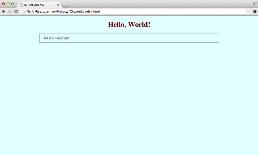index.html opened in Chrome with the added stylesheet