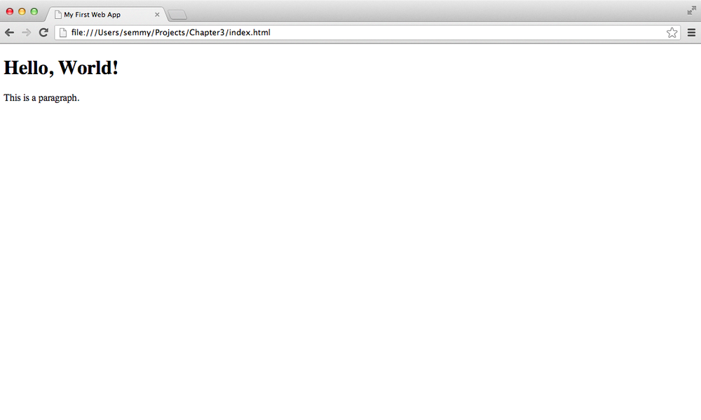 index.html opened in Chrome without the added stylesheet