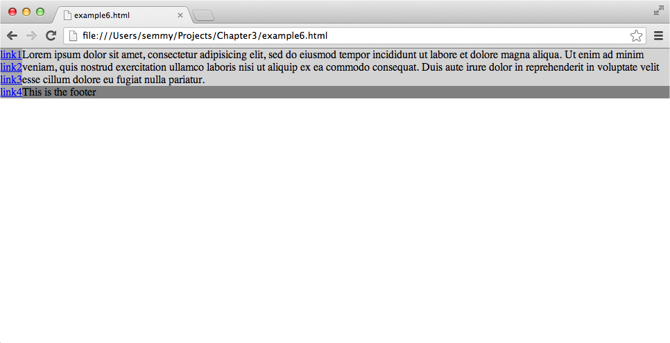 A broken layout where the footer isn’t actually a footer