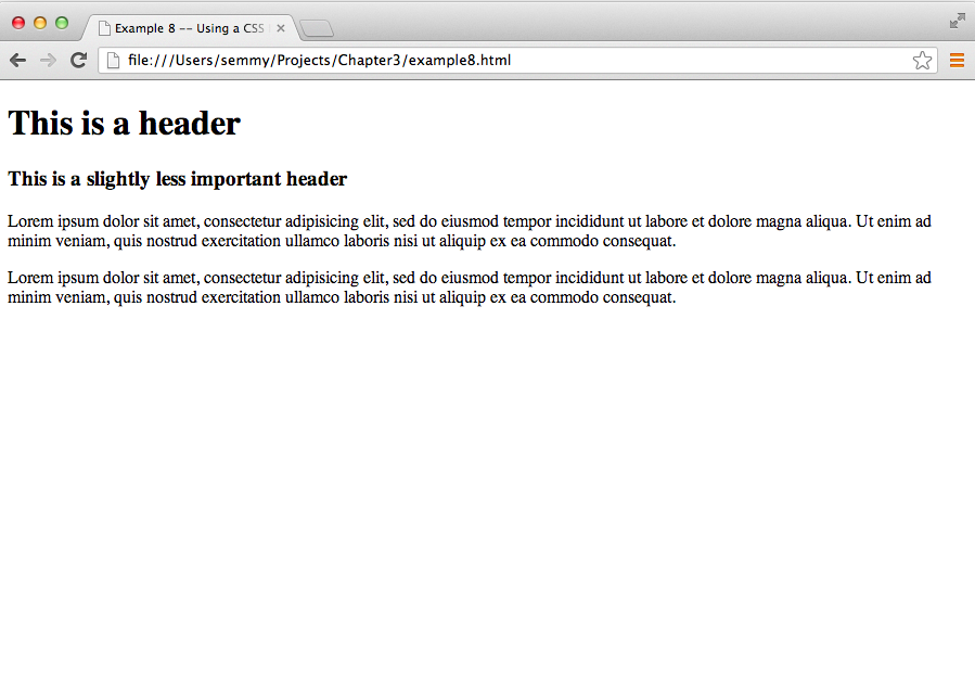 A simple page with some default styling