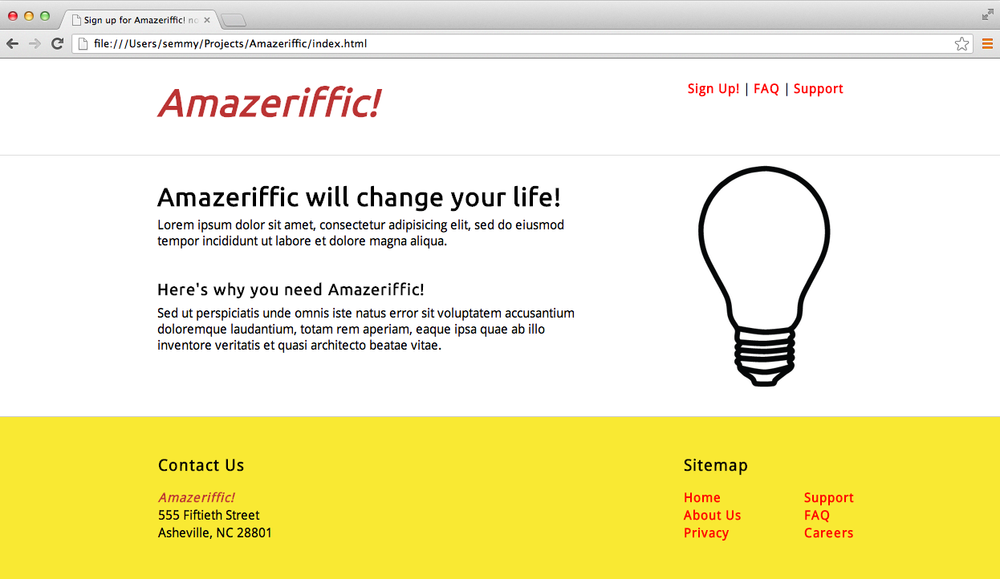 Amazeriffic in a 1250 by 650 browser window.