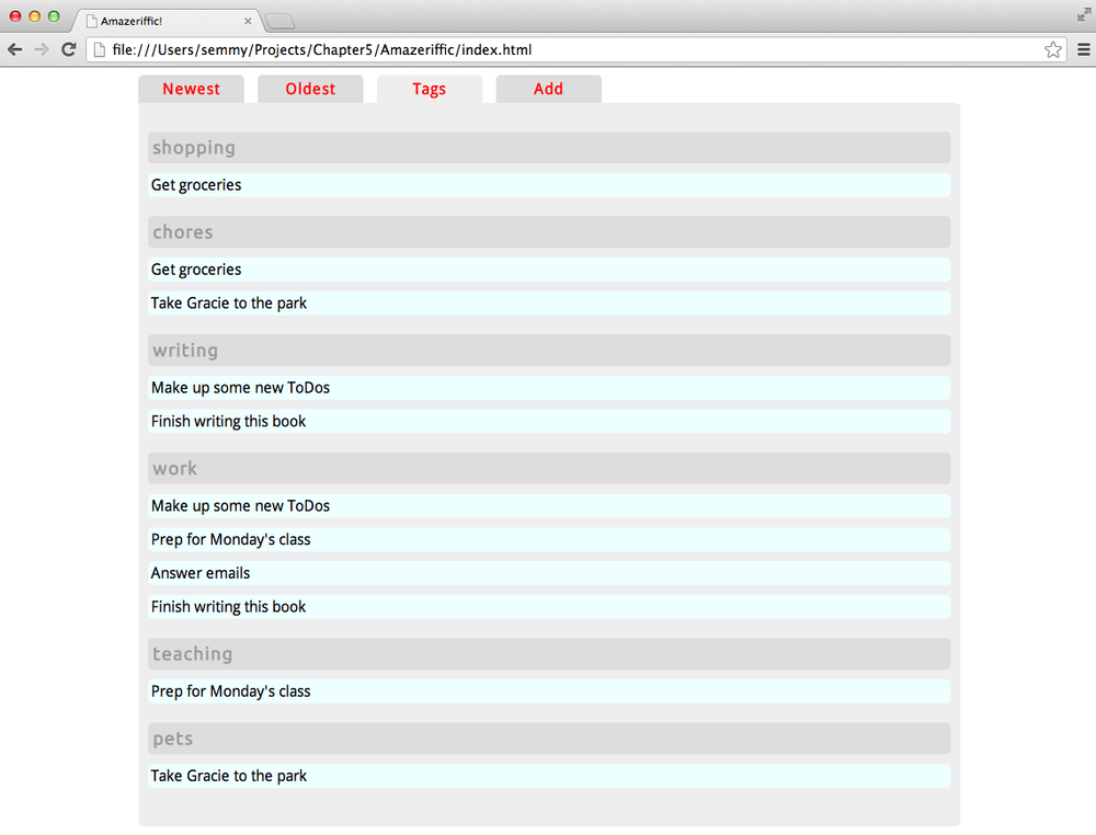 Our goal for the Tags tab.