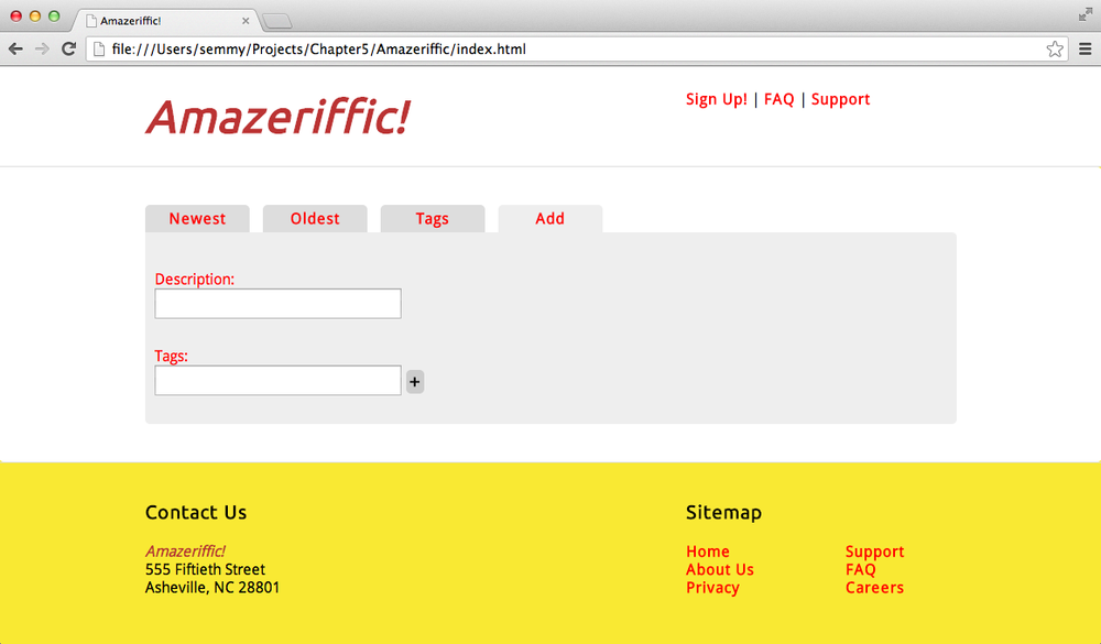 Our goal for the Add tab.